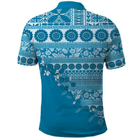 Fiji Marau na Kerisimasi Polo Shirt Aqua Tagimoucia Tapa Masi Tribal LT9 - Polynesian Pride