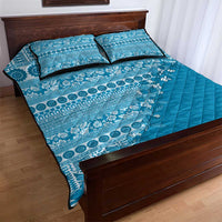Fiji Marau na Kerisimasi Quilt Bed Set Aqua Tagimoucia Tapa Masi Tribal LT9 - Polynesian Pride