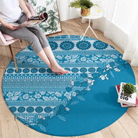 Fiji Marau na Kerisimasi Round Carpet Aqua Tagimoucia Tapa Masi Tribal LT9 - Polynesian Pride