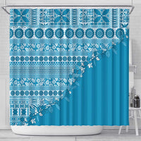 Fiji Marau na Kerisimasi Shower Curtain Aqua Tagimoucia Tapa Masi Tribal LT9 - Polynesian Pride