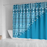 Fiji Marau na Kerisimasi Shower Curtain Aqua Tagimoucia Tapa Masi Tribal LT9 - Polynesian Pride