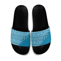 Fiji Marau na Kerisimasi Slide Sandals Aqua Tagimoucia Tapa Masi Tribal LT9 Aqua - Polynesian Pride