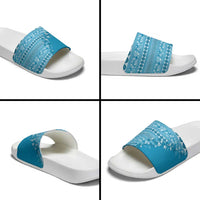 Fiji Marau na Kerisimasi Slide Sandals Aqua Tagimoucia Tapa Masi Tribal LT9 - Polynesian Pride
