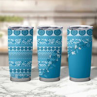 Fiji Marau na Kerisimasi Tumbler Cup Aqua Tagimoucia Tapa Masi Tribal LT9 - Polynesian Pride