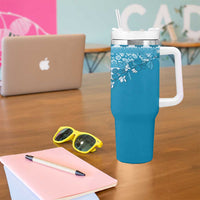 Fiji Marau na Kerisimasi Tumbler With Handle Aqua Tagimoucia Tapa Masi Tribal LT9 - Polynesian Pride