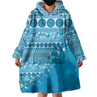 Fiji Marau na Kerisimasi Wearable Blanket Hoodie Aqua Tagimoucia Tapa Masi Tribal LT9 - Polynesian Pride