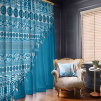 Fiji Marau na Kerisimasi Window Curtain Aqua Tagimoucia Tapa Masi Tribal LT9 - Polynesian Pride