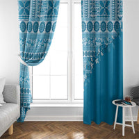 Fiji Marau na Kerisimasi Window Curtain Aqua Tagimoucia Tapa Masi Tribal LT9 - Polynesian Pride