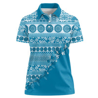 Fiji Marau na Kerisimasi Women Polo Shirt Aqua Tagimoucia Tapa Masi Tribal LT9 Female Aqua - Polynesian Pride