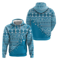 Fiji Marau na Kerisimasi Zip Hoodie Aqua Tagimoucia Tapa Masi Tribal LT9 - Polynesian Pride