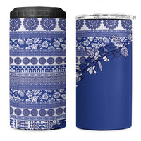 Fiji Marau na Kerisimasi 4 in 1 Can Cooler Tumbler Blue Tagimoucia Tapa Masi Tribal LT9 One Size: 16 oz Blue - Polynesian Pride