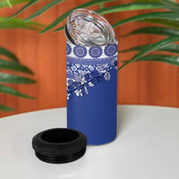 Fiji Marau na Kerisimasi 4 in 1 Can Cooler Tumbler Blue Tagimoucia Tapa Masi Tribal LT9 - Polynesian Pride