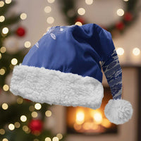 Fiji Marau na Kerisimasi Christmas Santa Hat Blue Tagimoucia Tapa Masi Tribal LT9 With Fur Blue - Polynesian Pride