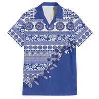 Fiji Marau na Kerisimasi Hawaiian Shirt Blue Tagimoucia Tapa Masi Tribal LT9 Blue - Polynesian Pride