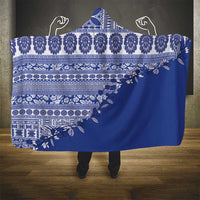 Fiji Marau na Kerisimasi Hooded Blanket Blue Tagimoucia Tapa Masi Tribal LT9 - Polynesian Pride