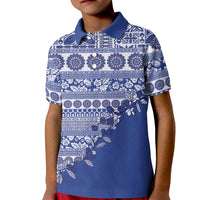 Fiji Marau na Kerisimasi Kid Polo Shirt Blue Tagimoucia Tapa Masi Tribal LT9 Kid Blue - Polynesian Pride