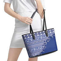 Fiji Marau na Kerisimasi Leather Tote Bag Blue Tagimoucia Tapa Masi Tribal LT9 - Polynesian Pride