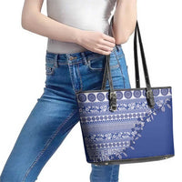 Fiji Marau na Kerisimasi Leather Tote Bag Blue Tagimoucia Tapa Masi Tribal LT9 - Polynesian Pride