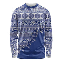 Fiji Marau na Kerisimasi Long Sleeve Shirt Blue Tagimoucia Tapa Masi Tribal LT9 Unisex Blue - Polynesian Pride