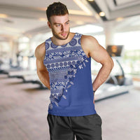 Fiji Marau na Kerisimasi Men Tank Top Blue Tagimoucia Tapa Masi Tribal LT9 Blue - Polynesian Pride