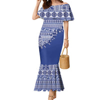 Fiji Marau na Kerisimasi Mermaid Dress Blue Tagimoucia Tapa Masi Tribal LT9 Women Blue - Polynesian Pride