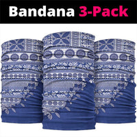 Fiji Marau na Kerisimasi Neck Gaiter Blue Tagimoucia Tapa Masi Tribal LT9 package One Size: 25*50cm Blue - Polynesian Pride