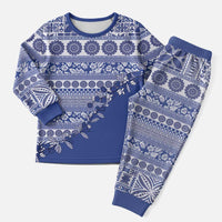 Fiji Marau na Kerisimasi Christmas Pajama Set Blue Tagimoucia Tapa Masi Tribal LT9 Men Blue - Polynesian Pride