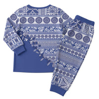 Fiji Marau na Kerisimasi Christmas Pajama Set Blue Tagimoucia Tapa Masi Tribal LT9 - Polynesian Pride