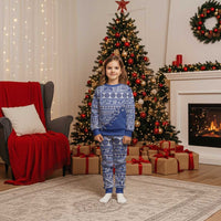 Fiji Marau na Kerisimasi Christmas Pajama Set Blue Tagimoucia Tapa Masi Tribal LT9 Kid Blue - Polynesian Pride