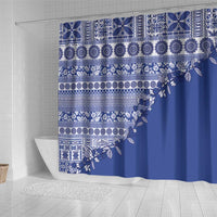 Fiji Marau na Kerisimasi Shower Curtain Blue Tagimoucia Tapa Masi Tribal LT9 - Polynesian Pride