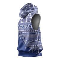 Fiji Marau na Kerisimasi Sleeveless Hoodie Blue Tagimoucia Tapa Masi Tribal LT9 - Polynesian Pride