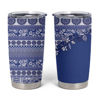 Fiji Marau na Kerisimasi Tumbler Cup Blue Tagimoucia Tapa Masi Tribal LT9 Blue - Polynesian Pride