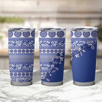 Fiji Marau na Kerisimasi Tumbler Cup Blue Tagimoucia Tapa Masi Tribal LT9 - Polynesian Pride