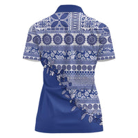 Fiji Marau na Kerisimasi Women Polo Shirt Blue Tagimoucia Tapa Masi Tribal LT9 - Polynesian Pride