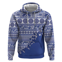 Fiji Marau na Kerisimasi Zip Hoodie Blue Tagimoucia Tapa Masi Tribal LT9 Pullover Hoodie Blue - Polynesian Pride