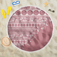 Fiji Marau na Kerisimasi Beach Blanket Dusty Rose Tagimoucia Tapa Masi Tribal LT9 One Size 150cm Pink - Polynesian Pride