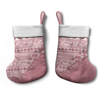 Fiji Marau na Kerisimasi Christmas Stocking Dusty Rose Tagimoucia Tapa Masi Tribal LT9 - Polynesian Pride
