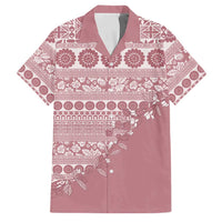 Fiji Marau na Kerisimasi Family Matching Mermaid Dress and Hawaiian Shirt Dusty Rose Tagimoucia Tapa Masi Tribal LT9 Dad's Shirt - Short Sleeve Pink - Polynesian Pride