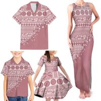 Fiji Marau na Kerisimasi Family Matching Tank Maxi Dress and Hawaiian Shirt Dusty Rose Tagimoucia Tapa Masi Tribal LT9 - Polynesian Pride