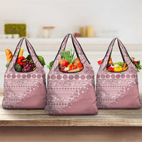 Fiji Marau na Kerisimasi Grocery Bag Dusty Rose Tagimoucia Tapa Masi Tribal LT9 3-pack One Size Pink - Polynesian Pride