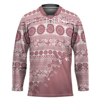 Fiji Marau na Kerisimasi Hockey Jersey Dusty Rose Tagimoucia Tapa Masi Tribal LT9 Unisex Pink - Polynesian Pride