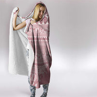 Fiji Marau na Kerisimasi Hooded Blanket Dusty Rose Tagimoucia Tapa Masi Tribal LT9 - Polynesian Pride