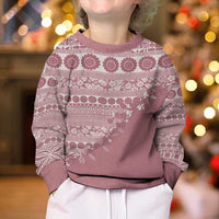 Fiji Marau na Kerisimasi Kid Ugly Christmas Sweater Dusty Rose Tagimoucia Tapa Masi Tribal LT9 - Polynesian Pride