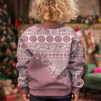 Fiji Marau na Kerisimasi Kid Ugly Christmas Sweater Dusty Rose Tagimoucia Tapa Masi Tribal LT9 - Polynesian Pride