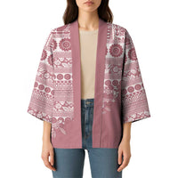 Fiji Marau na Kerisimasi Kimono Dusty Rose Tagimoucia Tapa Masi Tribal LT9 - Polynesian Pride