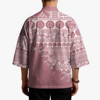 Fiji Marau na Kerisimasi Kimono Dusty Rose Tagimoucia Tapa Masi Tribal LT9 - Polynesian Pride