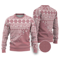 Fiji Marau na Kerisimasi Ugly Christmas Sweater Dusty Rose Tagimoucia Tapa Masi Tribal LT9 Pink - Polynesian Pride