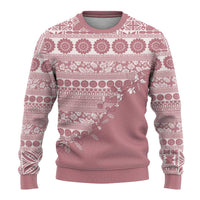Fiji Marau na Kerisimasi Ugly Christmas Sweater Dusty Rose Tagimoucia Tapa Masi Tribal LT9 - Polynesian Pride