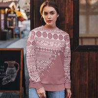 Fiji Marau na Kerisimasi Ugly Christmas Sweater Dusty Rose Tagimoucia Tapa Masi Tribal LT9 - Polynesian Pride