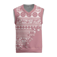 Fiji Marau na Kerisimasi Christmas Knitted V-Neck Vest Dusty Rose Tagimoucia Tapa Masi Tribal LT9 Pink - Polynesian Pride